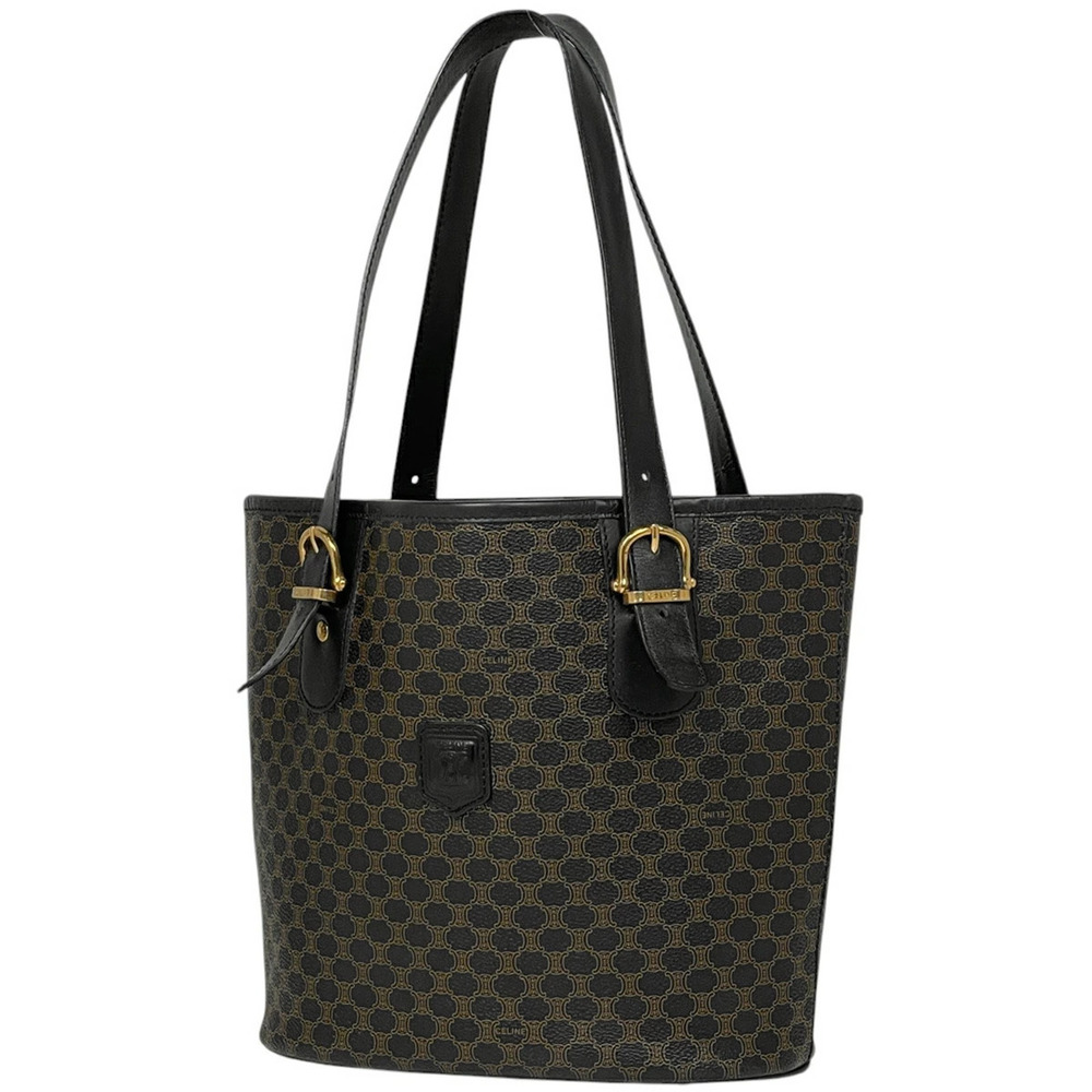 Celine Macadam tote bag shoulder canvas black dark brown